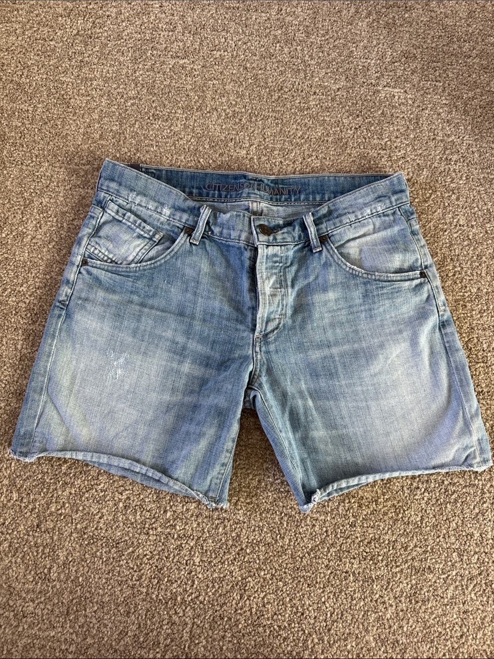 Citizens Of Humanity Light Blue Distressed Denim Shorts